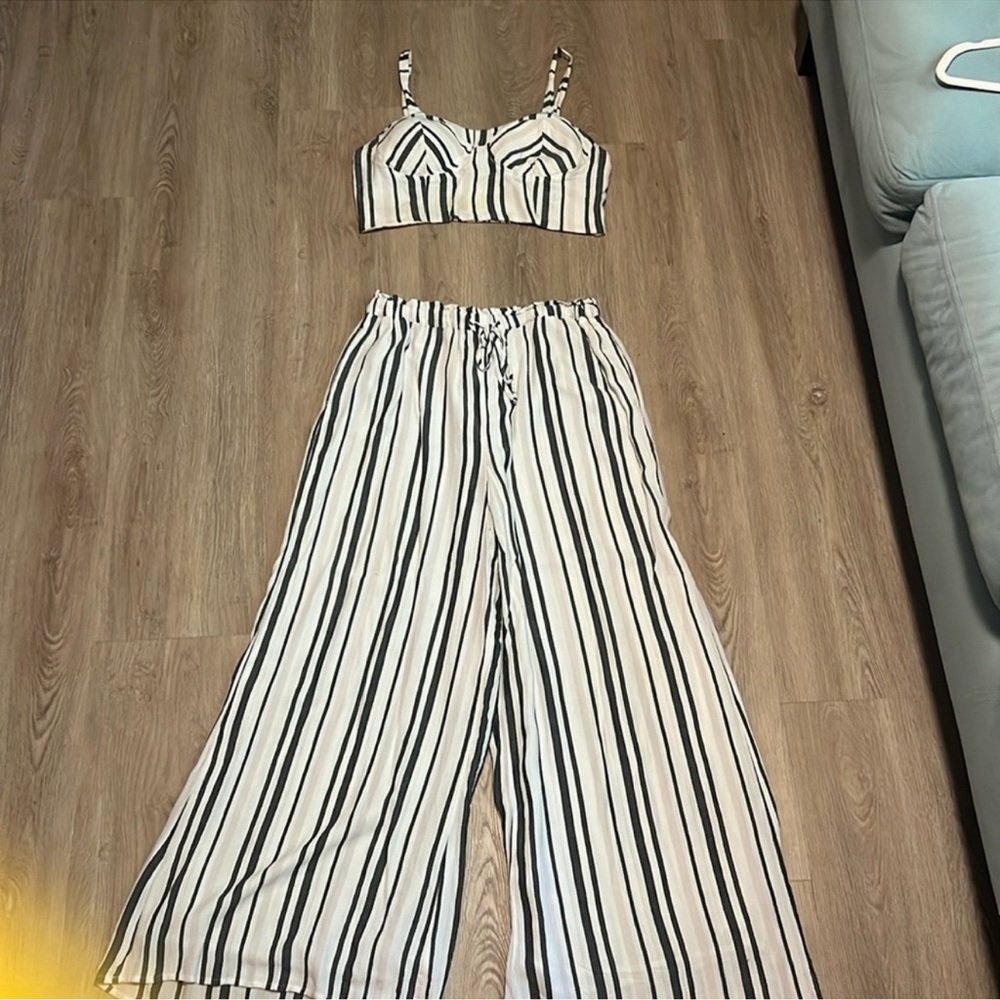 American Eagle Outfitters Striped Jumpsuit - Black and White